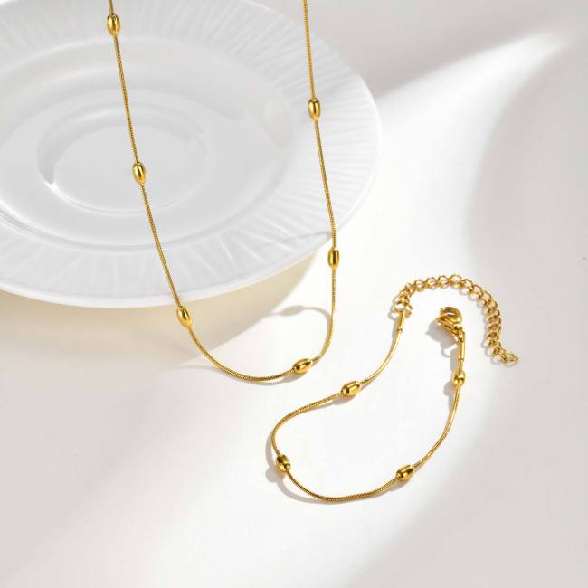 Wholesale Stainless Steel Beaded Round Snake Necklace