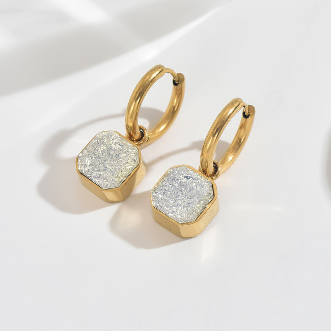 Wholesale Stainless Steel Cracked Ice Earrings