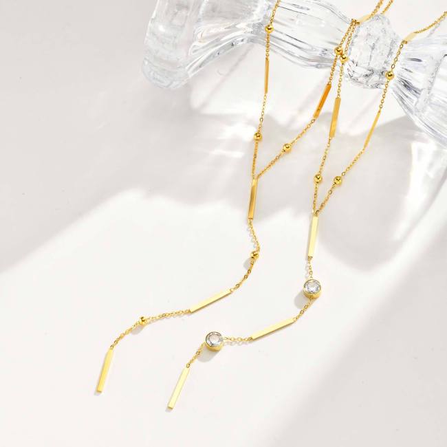 Wholesale Stainless Steel Y Shape Tassel Necklace