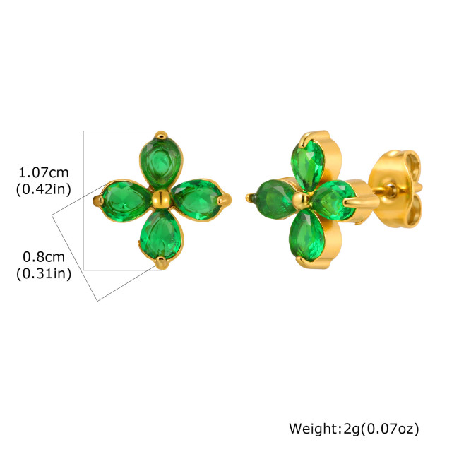 Wholesale Stainless Steel Zirconia Flower Earrings