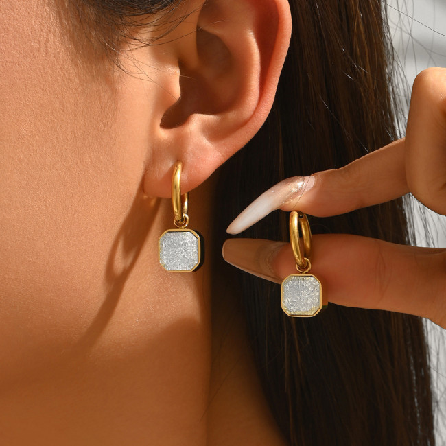 Wholesale Stainless Steel Cracked Ice Earrings