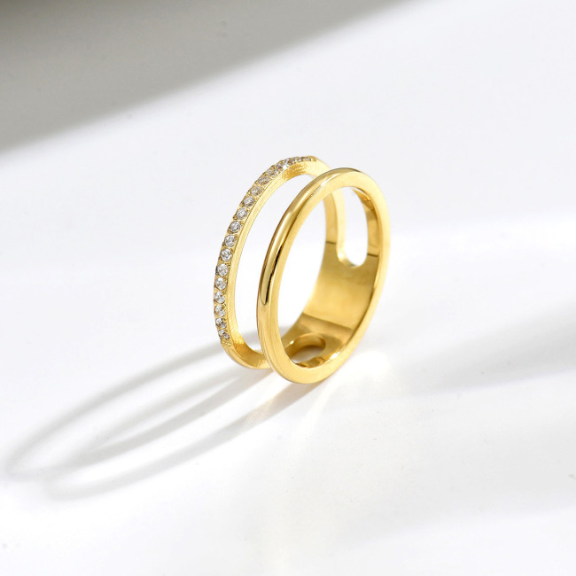 Wholesale Stainless Steel Minimalist CZ Pave Stacking Ring Set