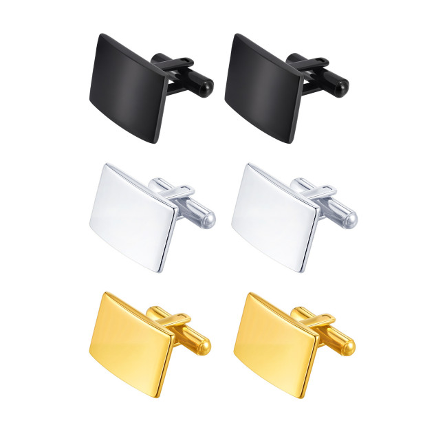 Wholesale Stainless Steel Black Square Cufflinks
