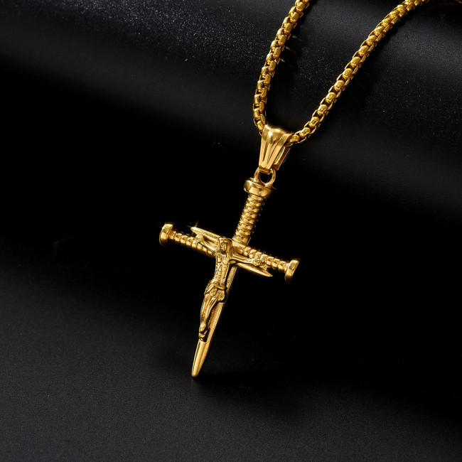 Wholesale Men's Stainless Steel Nail Cross Pendant