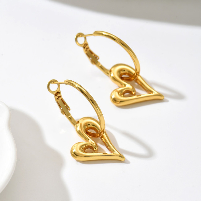 Wholesale Stainless Steel Heart Hoop Earrings