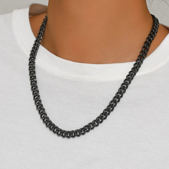 Wholesale Men's Black Stainless Steel Cuban Link Chain