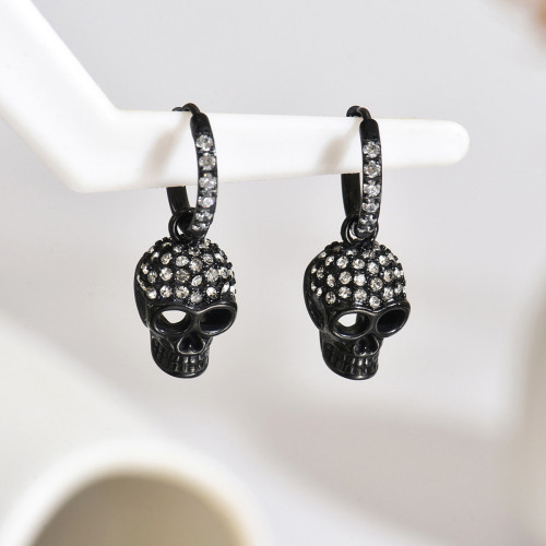 Wholesale Black Stainless Steel Skull Earrings