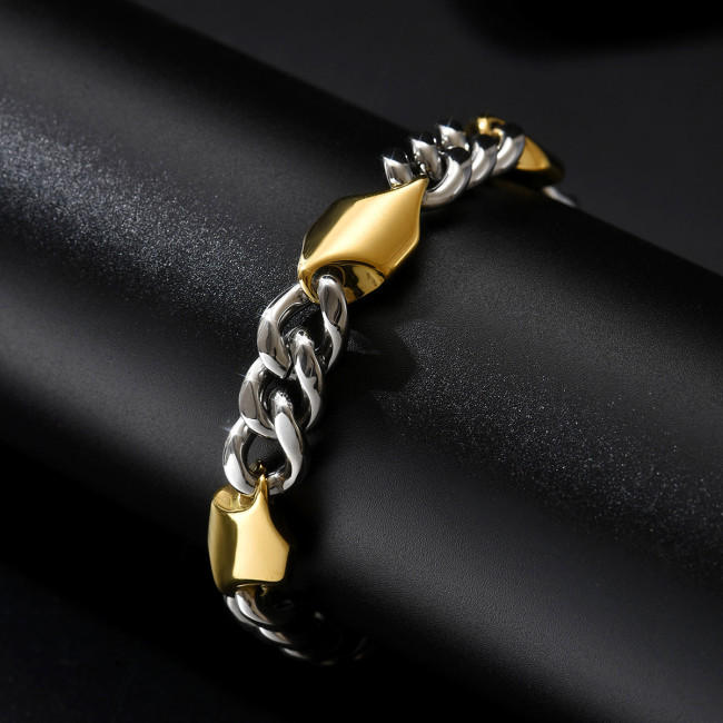 Wholesale Steel Modern Two-Tone Curb Chain Bracelet
