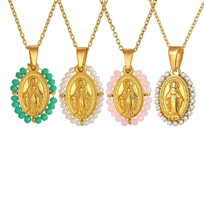 Wholesale Stainless Steel Zirconia Madonna Pendant
