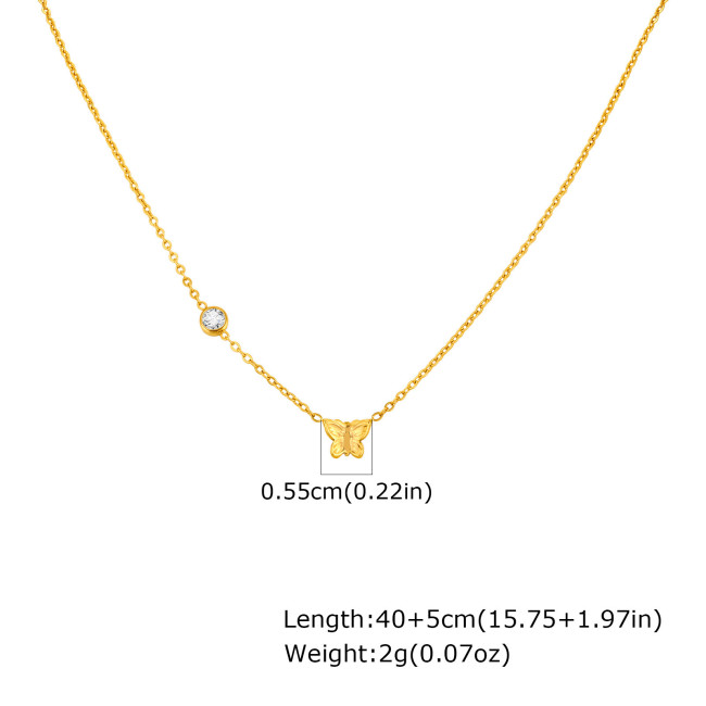 Wholesale Stainless Steel Butterfly Zirconia Necklace