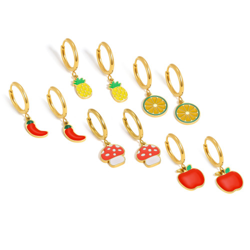 Wholesale Stainless Steel Strawberry Cherry Earrings