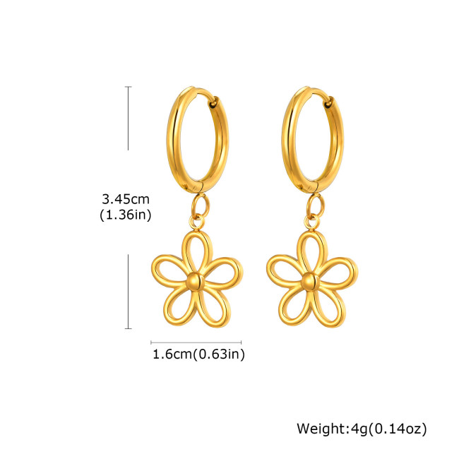 Wholesale Stainless Steel Hollowed Flower Earrings Set