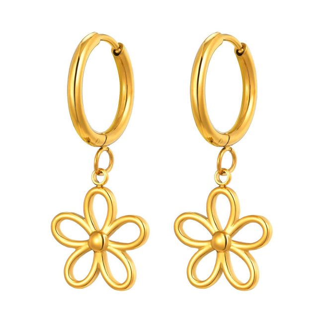 Wholesale Stainless Steel Hollowed Flower Earrings Set