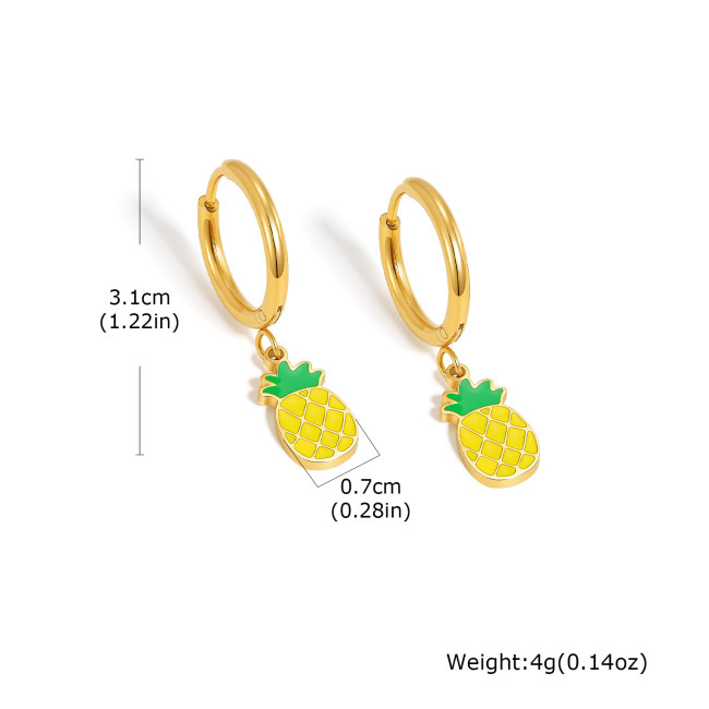 Wholesale Stainless Steel Strawberry Cherry Earrings