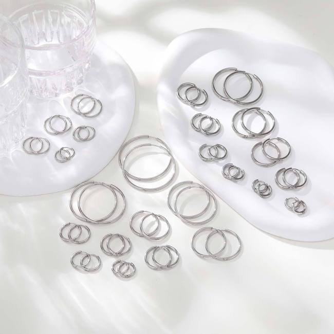 Wholesale Stainless Steel 2.5mm Women Hoop Earrings