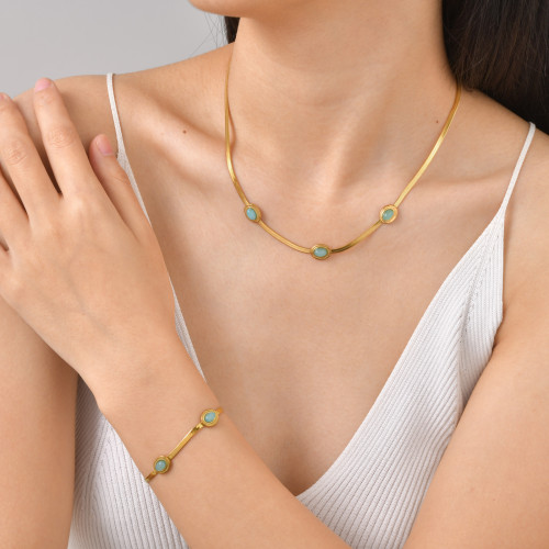 Wholesale Stainless Steel Turquoise Necklaces