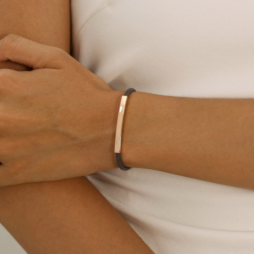 Wholesale Stainless Steel Plain Bar Engravable Braided Rope Bracelet