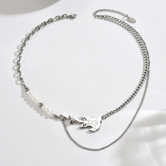 Wholesale Stainless Steel Guitar Necklace