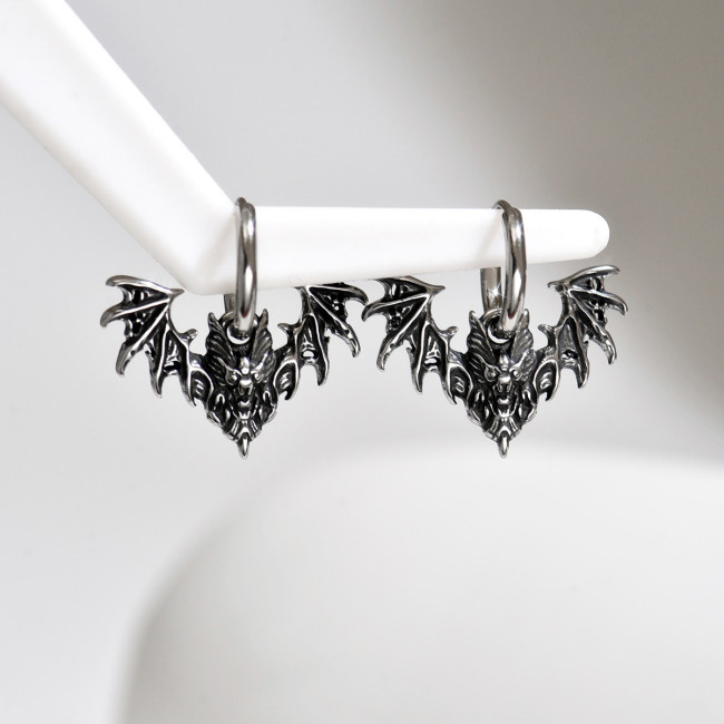 Wholesale Retro Stainless Steel Bat Wing Earrings