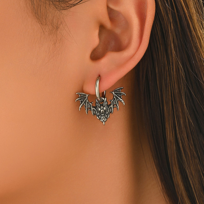 Wholesale Retro Stainless Steel Bat Wing Earrings