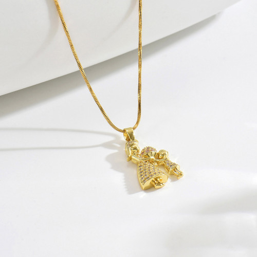 Wholesale Stainless Steel Mother and Child Necklace