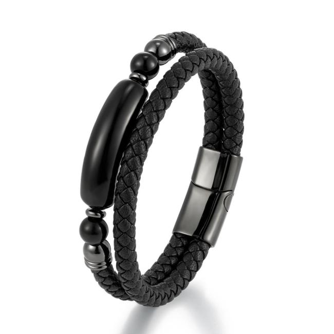 Wholesale Men's Double Layer Leather Bracelet