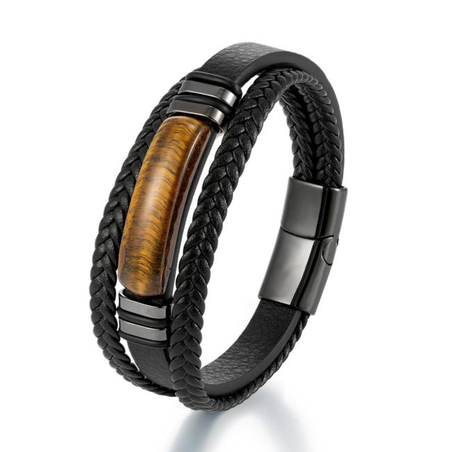 Wholesale Men's Triple Layer Leather Bracelet