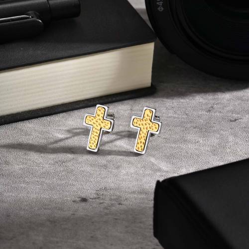 Wholesale Stainless Steel Hammered Cross Earrings