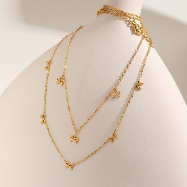 Wholesale Stainless Steel Ribbon Gold Necklace