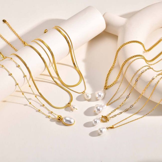 Wholesale Stainless Steel Charming Pearl Necklace