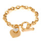 Wholesale Stainless Steel Double Heart Toggle Clasp Chain Bracelet