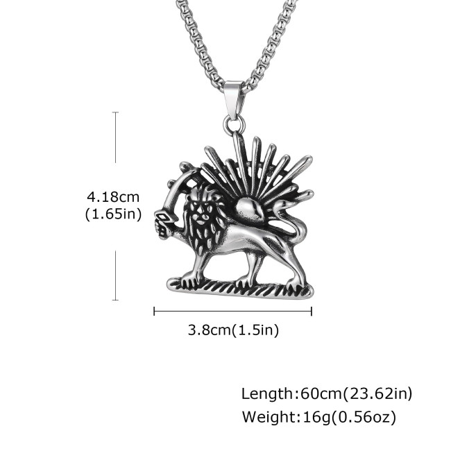 Men’s Stainless Steel Lion Pendant Necklace