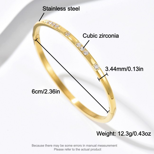 Wholesale Stainless Steel CZ Inlaid Bangle