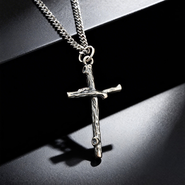 Wholesale Retro Brass Branch Cross Necklace