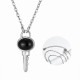 Wholesale Stainless Steel Black Agate Key Necklace