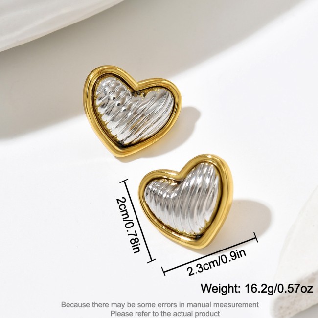 Wholesale Stainless Steel Puffy Heart Stud Earrings