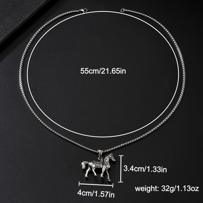 Wholesale Men's Stainless Steel Horse Pendant