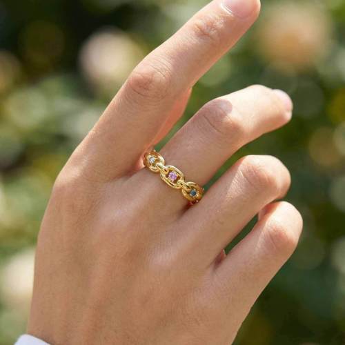 Wholesale CZ Inlay Stainless Steel Cuban Link Ring