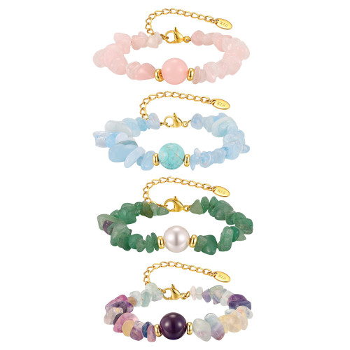 Wholesale Gold Plated Natural Crystal Chip Bracelet