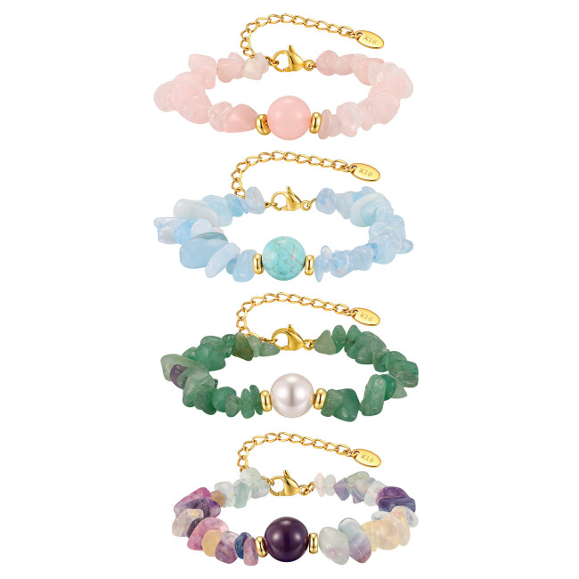 Wholesale Gold Plated Natural Crystal Chip Bracelet