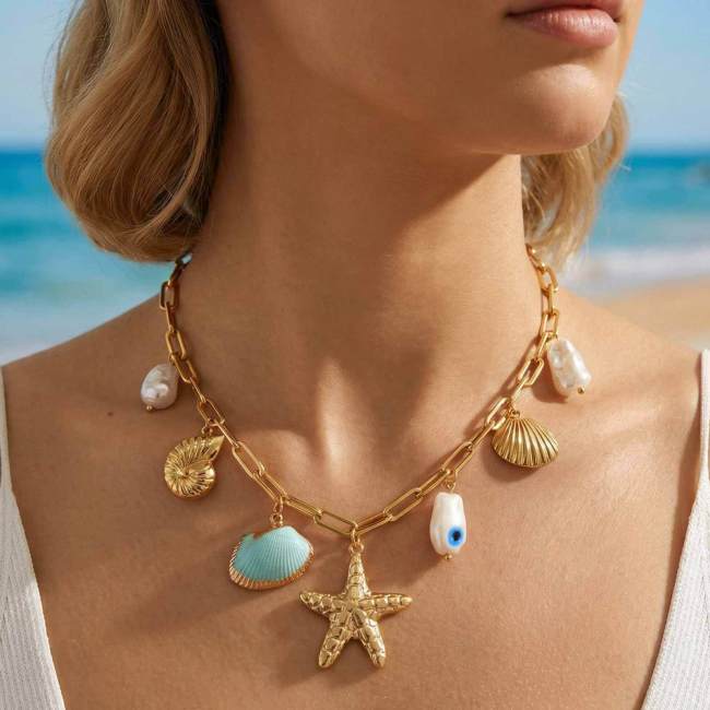 Wholesale Stainless Steel Marine Charm Necklace