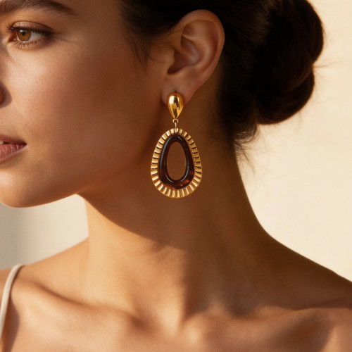 Wholesale Stainless Steel Modern Resin Statement Dangles Earring