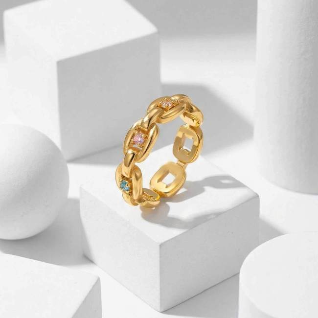 Wholesale CZ Inlay Stainless Steel Cuban Link Ring