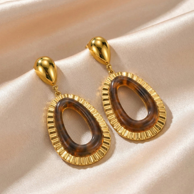 Wholesale Stainless Steel Modern Resin Statement Dangles Earring