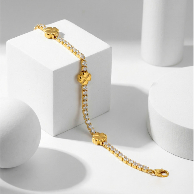 Wholesale Stainless Steel Clover Tennis Bracelet