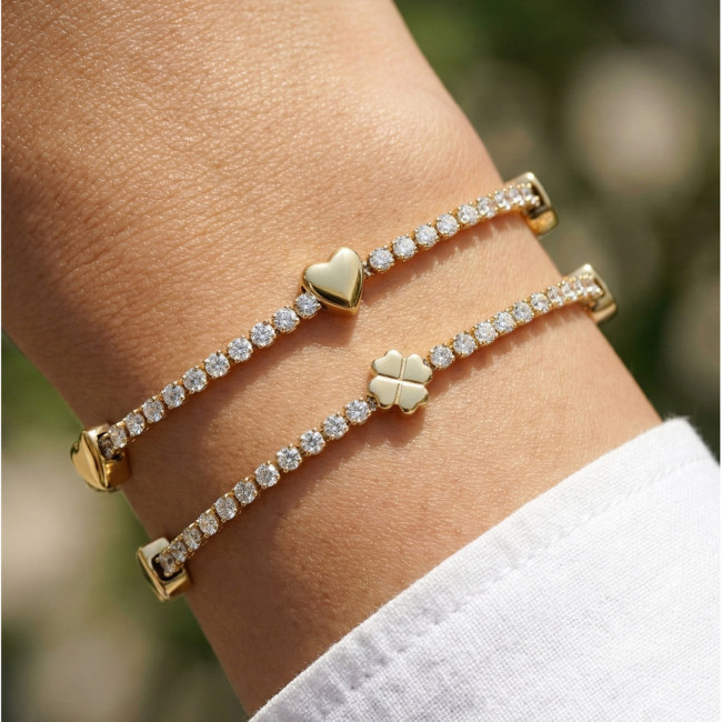 Wholesale Stainless Steel Clover Tennis Bracelet