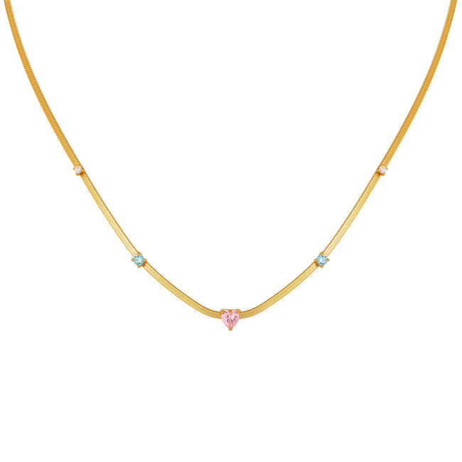 Wholesale Stainless Steel CZ Inlay Snake Necklace