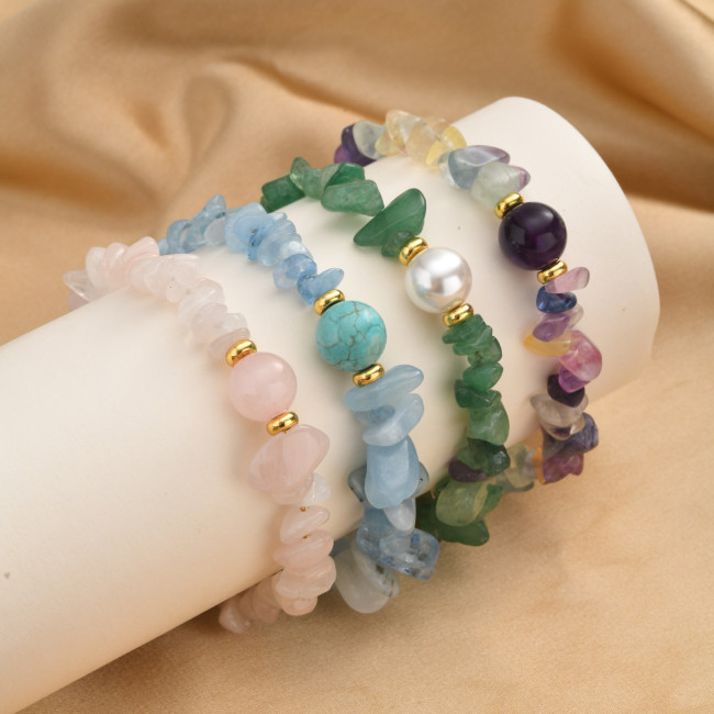 Wholesale Gold Plated Natural Crystal Chip Bracelet