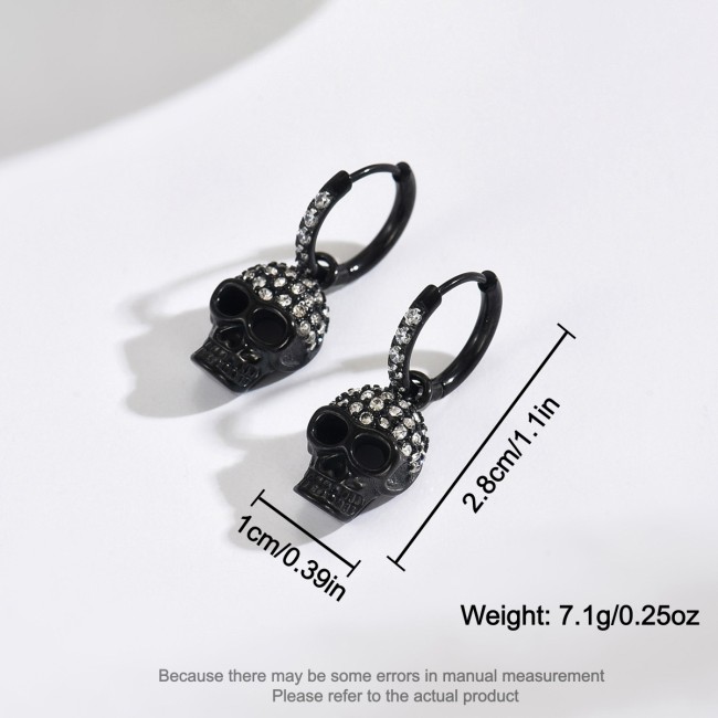 Wholesale Black Stainless Steel Skull Earrings