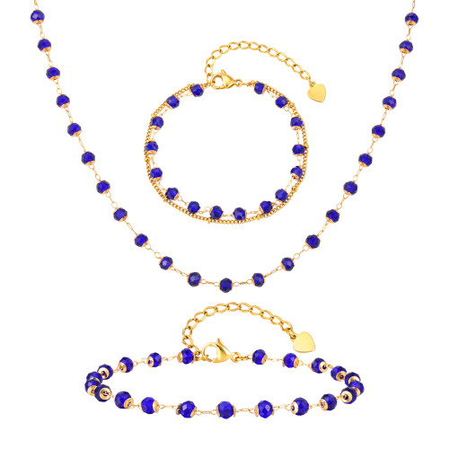 Wholesale Stainless Steel Crystal Bead Jewelry Set